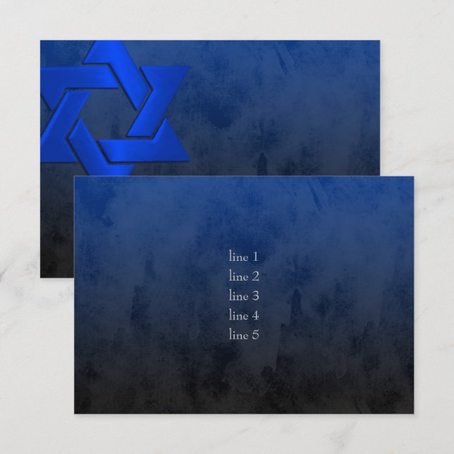 Convites Bar Mitzvah Na moda Estrela Azul de David Ombre (Frente/Verso)