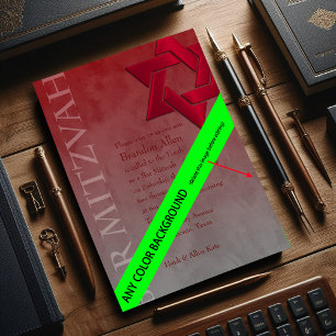 Convites Bar Mitzvah Na moda - Estrela Vermelha de David Om
