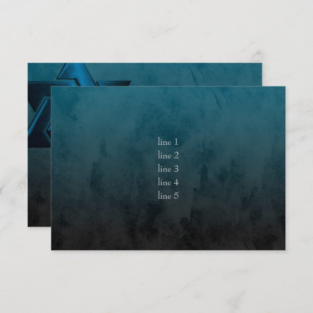 Convites Bar Mitzvah Na moda Teal Blue Star de David Ombre (Frente/Verso)