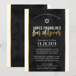 Convites BAR MITZVAH - negrito - dourado - dourado preto