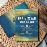 Convites Bar Mitzvah Negrito Turquesa Moderna Tipo Dourada<br><div class="desc">Tenha orgulho, alegria e mostre este marco do seu Bar favorito Mitzvah! Enviar este convite legal, único, moderno e personalizado para um evento que se lembre. Traços de pincel de folha de ouro metálico e Estrela de David, juntamente com tipografia branca e ousada, cobrem um rico fundo azul-turquesa em massa....</div>