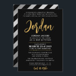 Convites Bar Mitzvah negro moderno   caligrafia dourada<br><div class="desc">por kat massard >> WWW.SIMPLYSWEETPAPERIE.COM << Ame o design,  mas gostaria de ver algumas mudanças - outro esquema de cores,  produto,  adicionar uma foto ou adaptado para uma ocasião diferente - não se preocupe em entrar em contato comigo,  kat@simplysweetPAPERIE.com - Estou feliz em ajudar!</div>