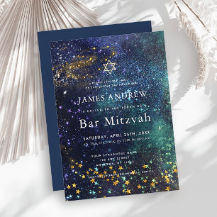 Convites Bar Mitzvah Noite Estelar Galáxia Celestial