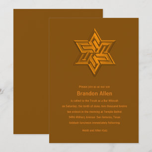 Convites Bar Mitzvah Orange Tones Star de David