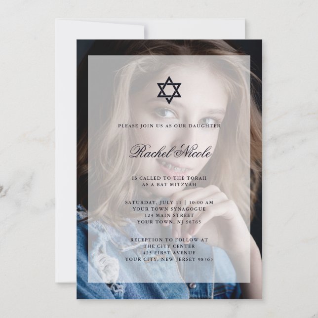 Convites Bar Mitzvah ou Bat Mitzvah| Sobrepor com foto (Frente)