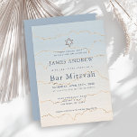 Convites Bar Mitzvah Pale Blue Gold Linings<br><div class="desc">Este convite de Bar Mitzvah chic e moderno apresenta um fundo gradiente azul claro e creme com bordas em dourado falso. Personalize-o para suas necessidades. Você pode encontrar produtos correspondentes na minha loja.</div>