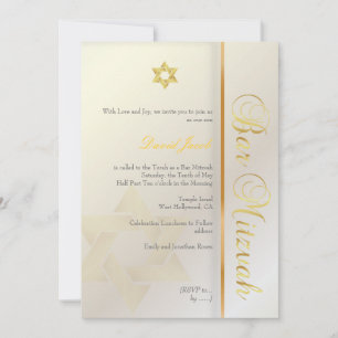 Convites Bar Mitzvah/pérola/ouro