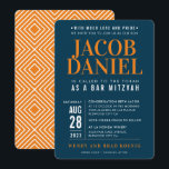 Convites BAR MITZVAH — Pilha geométrica moderna laranja azu<br><div class="desc">por kat massard >> WWW.SIMPLYSWEETPAPERIE.COM <<< - - - - - - - - - - - CONTATE ME para ajudar a equilibrar seu tipo perfeitamente Adore o design, mas gostaria de ver algumas mudanças - outro esquema de cores, produto, adicionar uma foto ou adaptado para uma ocasião diferente -...</div>