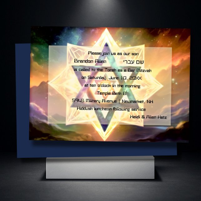 Convites Bar Mitzvah Purple Blue Ethéreo Espaço (Criador carregado)