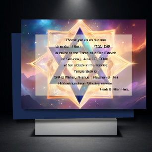 Convites Bar Mitzvah Purple Blue Ethéreo Espaço