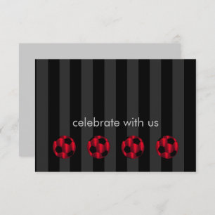 Convites Bar Mitzvah Red e Black Soccer Ball