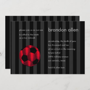 Convites Bar Mitzvah Red e Black Soccer Ball