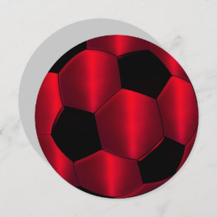 Convites Bar Mitzvah Red e Black Soccer Ball
