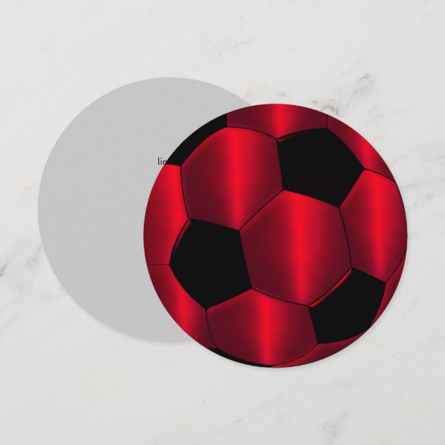 Convites Bar Mitzvah Red e Black Soccer Ball (Frente/Verso)