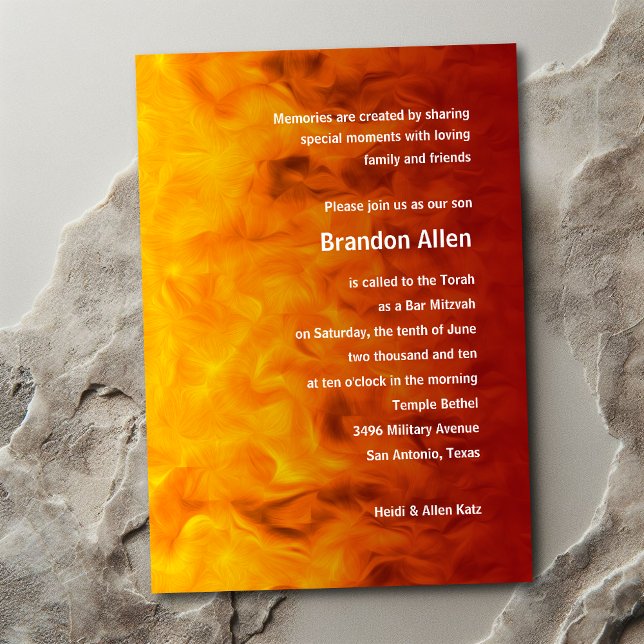 Convites Bar Mitzvah Red e Orange (Criador carregado)