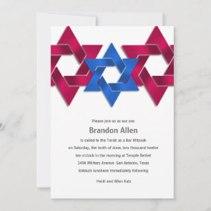 Convites Bar Mitzvah Red White Blue Star