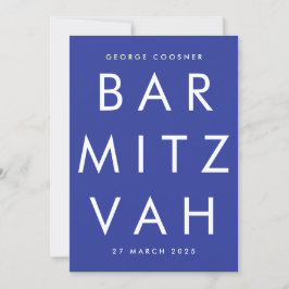 Convites BAR MITZVAH RSVP de CÓDIGO QR branco azul ultra mo