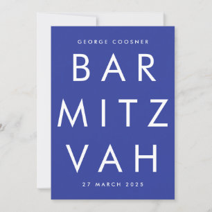 Convites BAR MITZVAH RSVP de CÓDIGO QR branco azul ultra mo