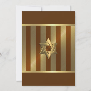 Convites Bar Mitzvah Rust Dourada Stripe Star de David