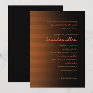Convites Bar Mitzvah Rust e Black Horizontal Stripes