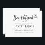 Convites Bar Mitzvah Script Clássico Tipografia Moderna<br><div class="desc">Composto por uma escrita lúdica e uma tipografia serif; Tudo num fundo branco. 

Este foi projetado por materiais de terceiros selecionados,  exclusivos para o Zazzle.

Disponível aqui:http://www.zazzle.com/store/selectpartysupplies</div>