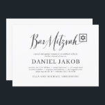 Convites Bar Mitzvah Script Clássico Tipografia Moderna<br><div class="desc">Composto por uma escrita lúdica e uma tipografia serif; Tudo num fundo branco. 

Este foi projetado por materiais de terceiros selecionados,  exclusivos para o Zazzle.

Disponível aqui:http://www.zazzle.com/store/selectpartysupplies</div>