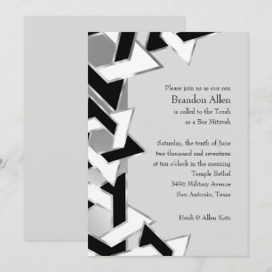 Convites Bar Mitzvah Silver Black White Star