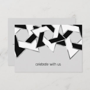 Convites Bar Mitzvah Silver Black White Star de David