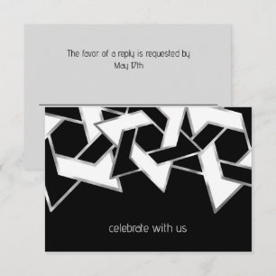 Convites Bar Mitzvah Silver Black White Star de David