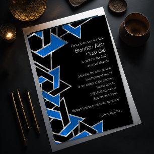 Convites Bar Mitzvah Silver Blue Star de David