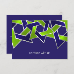 Convites Bar Mitzvah Silver Blue Verde limão Star de David