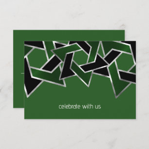 Convites Bar Mitzvah Silver Estrela Negra Verde de David