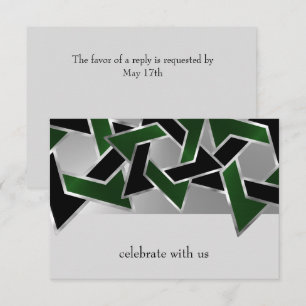 Convites Bar Mitzvah Silver Estrela Negra Verde de David
