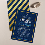 Convites BAR MITZVAH smart bold type gold denim blue aqua<br><div class="desc">pelo kat massard >> kat@simplysweetPAPERIE.com <<< - - - - - - - - - - - - - - - - - - - - - - - - - - - - - - - - - - - - - - - - - - - - -...</div>