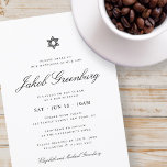Convites Bar Mitzvah Star de David Minimalista Moderno<br><div class="desc">Design é composto por tipografia sans serif e por tipografia cursiva de escrita lúdica sobre um fundo simples. Disponível aqui: http://www.zazzle.com/store/selectpartysupplies</div>
