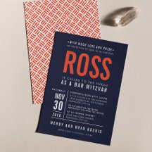 BAR MITZVAH tipo bloco ousado moderno marinho tipo