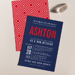 Convites BAR MITZVAH tipo de bloco ousado moderno marinho a<br><div class="desc">por kat massard >> WWW.SIMPLYSWEETPAPERIE.COM <<< - - - - - - - - - - - CONTATE ME para ajudar a equilibrar seu tipo perfeitamente Adore o design, mas gostaria de ver algumas mudanças - outro esquema de cores, produto, adicionar uma foto ou adaptado para uma ocasião diferente -...</div>