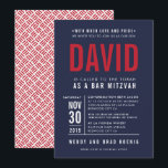 Convites BAR MITZVAH tipo de bloco ousado moderno marinho v<br><div class="desc">por kat massard >> WWW.SIMPLYSWEETPAPERIE.COM <<< - - - - - - - - - - - CONTATE ME para ajudar a equilibrar seu tipo perfeitamente Adore o design, mas gostaria de ver algumas mudanças - outro esquema de cores, produto, adicionar uma foto ou adaptado para uma ocasião diferente -...</div>