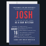 Convites BAR MITZVAH tipo de bloco ousado moderno marinho v<br><div class="desc">kat massard >> WWW.SIMPLYSWEETPAPERIE.COM << - - - - - - - - - - - - design PERSONALIZADO para JOSH CONTACT ME para ajudar a equilibrar seu tipo perfeitamente Adore o design, mas gostaria de ver algumas mudanças - outro esquema de cores, produto, adicionar uma foto ou adaptado para...</div>