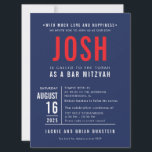 Convites BAR MITZVAH tipo de bloco ousado moderno marinho v<br><div class="desc">kat massard >> WWW.SIMPLYSWEETPAPERIE.COM << - - - - - - - - - - - - design PERSONALIZADO para JOSH CONTACT ME para ajudar a equilibrar seu tipo perfeitamente Adore o design, mas gostaria de ver algumas mudanças - outro esquema de cores, produto, adicionar uma foto ou adaptado para...</div>