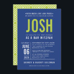 Convites BAR MITZVAH, tipo geométrico, limão azul real<br><div class="desc">por kat massard >> WWW.SIMPLYSWEETPAPERIE.COM <<< - - - - - - - - - - - CONTATE ME para ajudar a equilibrar seu tipo perfeitamente Adore o design, mas gostaria de ver algumas mudanças - outro esquema de cores, produto, adicionar uma foto ou adaptado para uma ocasião diferente -...</div>