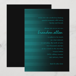 Convites Bar Mitzvah Tiras Horizontais Pretas e Teais