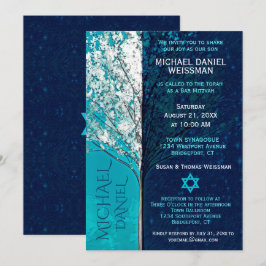 Convites Bar Mitzvah Tree of Life com Estrelas