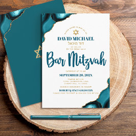 Convites Bar Mitzvah Turquesa Ágata Roteiro Nome Hebraico