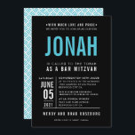 Convites BAR MITZVAH turquesa negra do tipo bloco negrito m<br><div class="desc">por kat massard >> WWW.SIMPLYSWEETPAPERIE.COM <<< - - - - - - - - - - - CONTATE ME para ajudar a equilibrar seu tipo perfeitamente Adore o design, mas gostaria de ver algumas mudanças - outro esquema de cores, produto, adicionar uma foto ou adaptado para uma ocasião diferente -...</div>