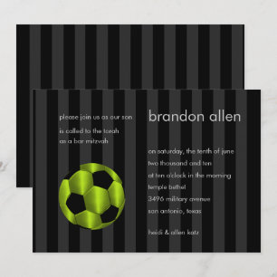 Convites Bar Mitzvah Verde limão e bola de futebol preto