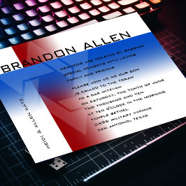 Convites Bar Mitzvah Vermelho e Azul em Qualquer Cor