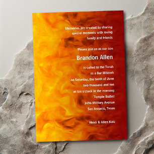 Convites Bar Mitzvah Vermelho e Laranja