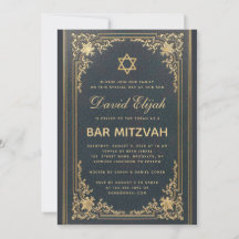 Bar Mitzvah Vintage Elegante Estrela Dourada Azul 