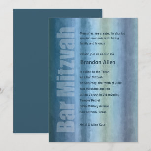 Convites Bar Mitzvah Watercolor Stripes